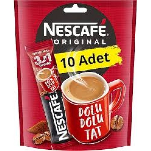 NESCAFE ORIJINAL 3'ü 1 ARADA 10 x 10 gr NESCAFE ORIJINAL 3'ü 1 ARADA 10 x 10 gr