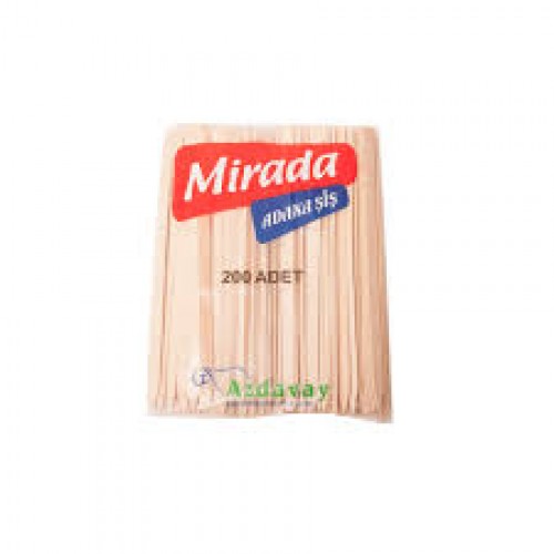 AHŞAP ŞİŞ ADANA 24 CM MİRADA 200 ADET AHŞAP ŞİŞ ADANA 24 CM MİRADA 200 ADET