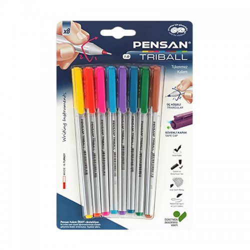 PENSAN TRİBALL 1003 TÜKENMEZ KALEM 1.0 mm 8 ADET - Karışık Renk PENSAN TRİBALL 1003 TÜKENMEZ KALEM 1.0 mm 8 ADET - Karışık Renk
