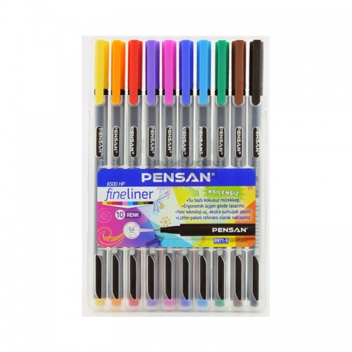 PENSAN 6500 FİNELİNER KEÇE UÇLU KALEM 0.4 MM 10 ADET - Karışık Renk PENSAN 6500 FİNELİNER KEÇE UÇLU KALEM 0.4 MM 10 ADET - Karışık Renk
